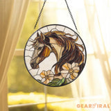 Horse Stained Glass Suncatcher Equestrian Window Hanging Horse Lover Gift Ranch Decor Farmhouse Wall Art Gift for Rider