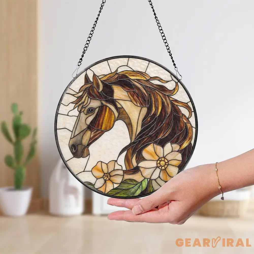 Horse Stained Glass Suncatcher Equestrian Window Hanging Horse Lover Gift Ranch Decor Farmhouse Wall Art Gift for Rider
