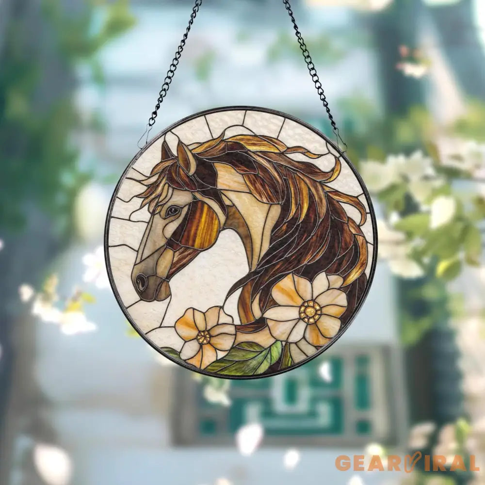 Horse Stained Glass Suncatcher Equestrian Window Hanging Horse Lover Gift Ranch Decor Farmhouse Wall Art Gift for Rider