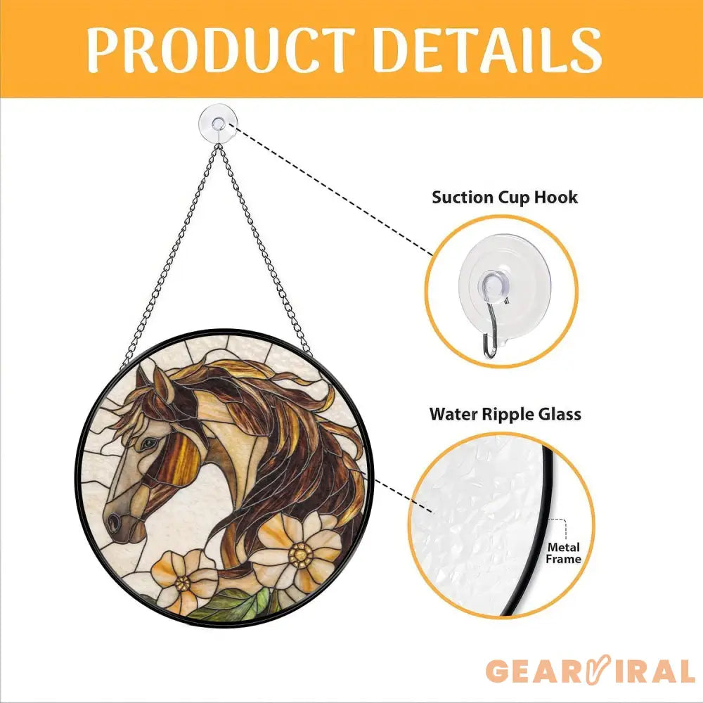 Horse Stained Glass Suncatcher Equestrian Window Hanging Horse Lover Gift Ranch Decor Farmhouse Wall Art Gift for Rider