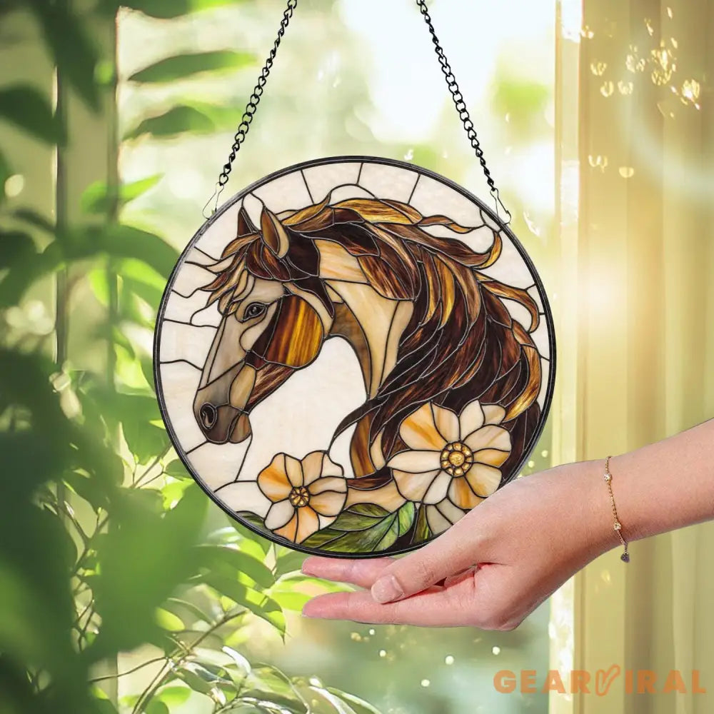Horse Stained Glass Suncatcher Equestrian Window Hanging Horse Lover Gift Ranch Decor Farmhouse Wall Art Gift for Rider