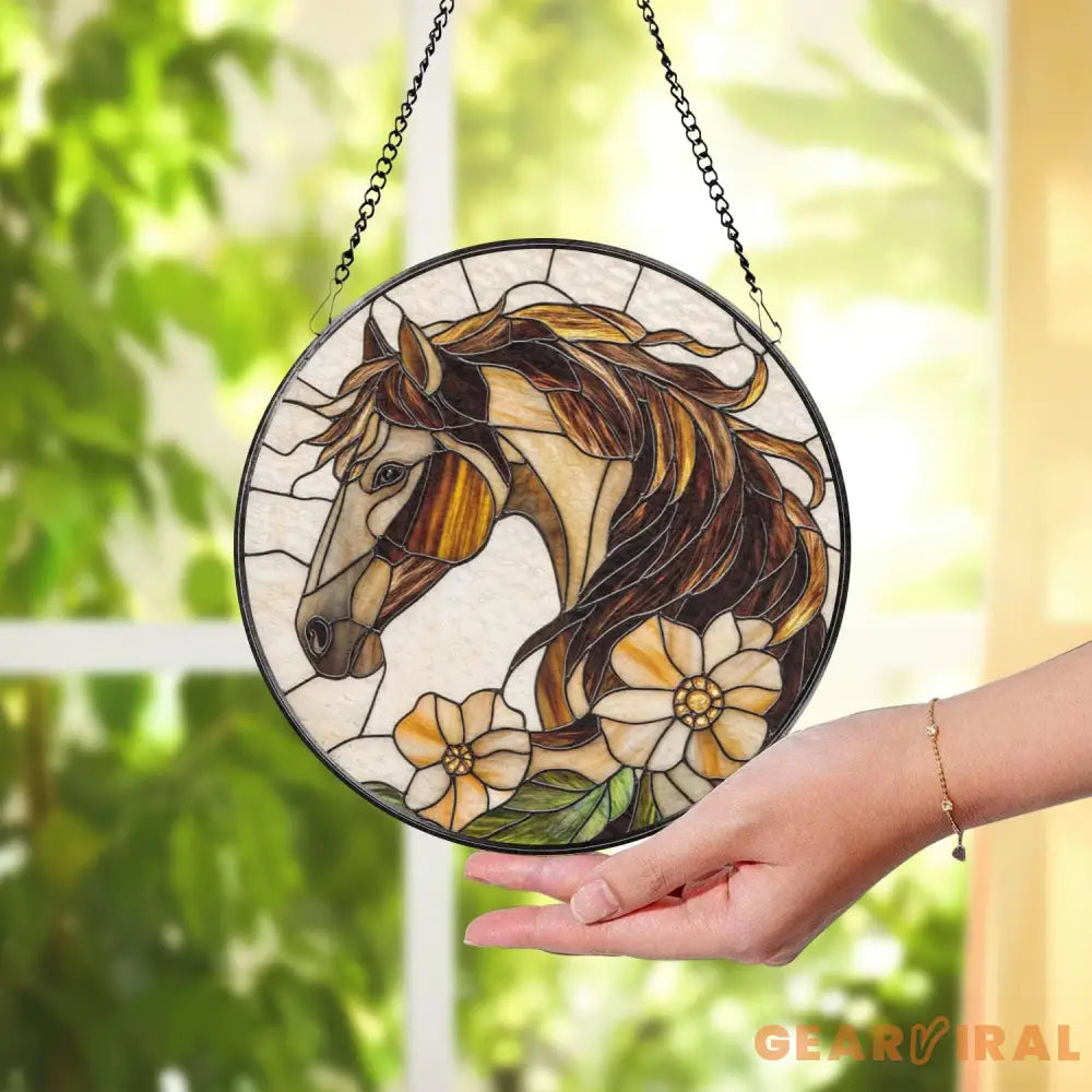 Horse Stained Glass Suncatcher Equestrian Window Hanging Horse Lover Gift Ranch Decor Farmhouse Wall Art Gift for Rider