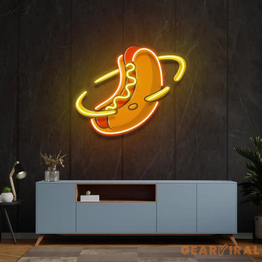 Hotdog Planet Cartoon Artwork Led Neon Sign Light