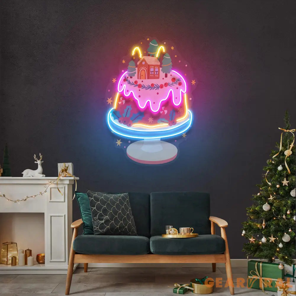 House On Cake Christmas Neon Sign