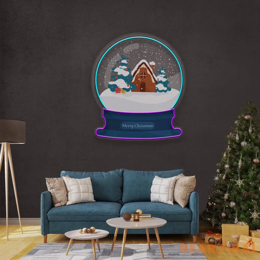 House Scene Globe Christmas LED Neon Acrylic Artwork
