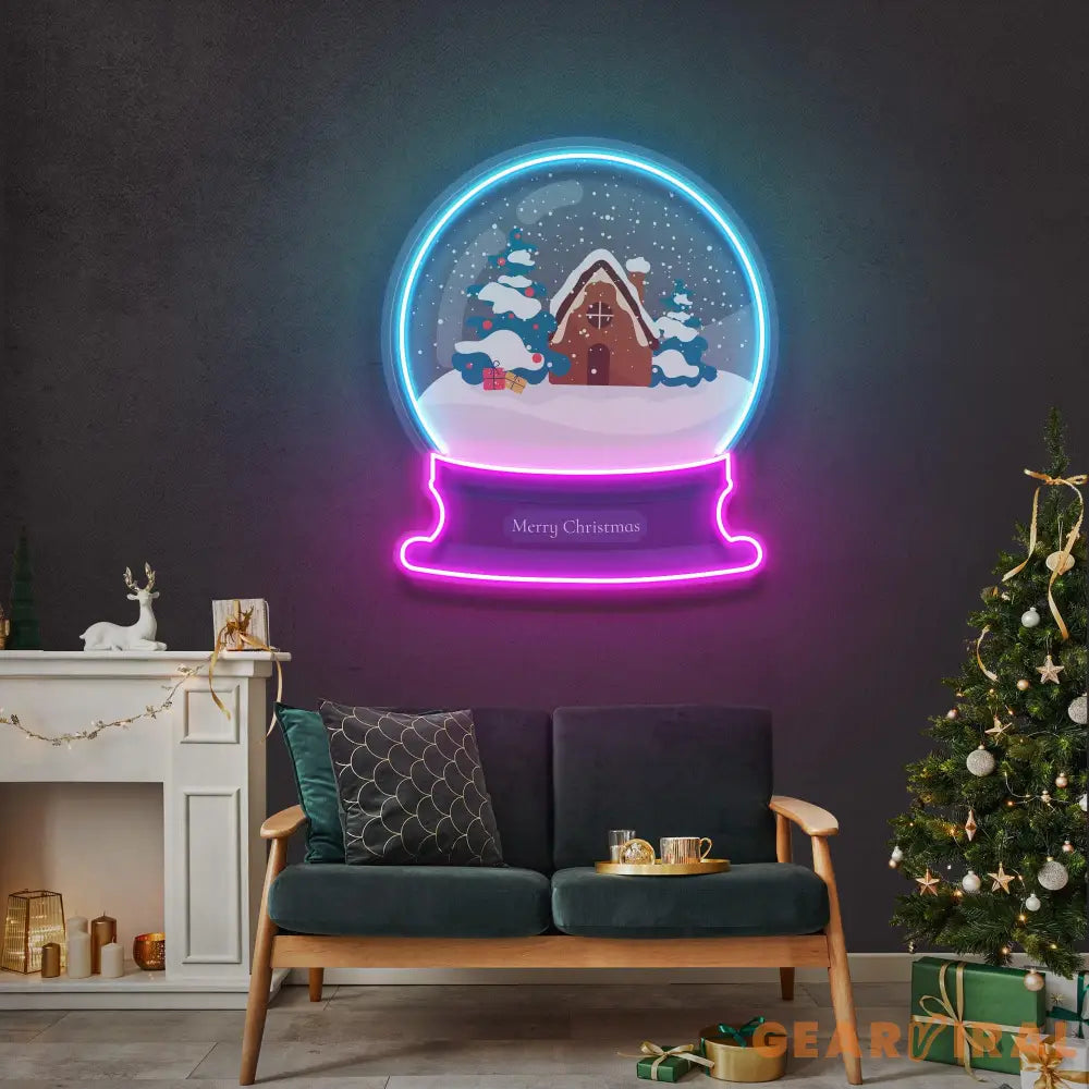 House Scene Globe Christmas LED Neon Acrylic Artwork