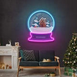 House Scene Globe Christmas LED Neon Acrylic Artwork