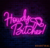 Howdy Bitches Neon Sign - Western LED Sign Cowboy Party Decor Light North American Greeting Neon Light Fun Howdy Wall