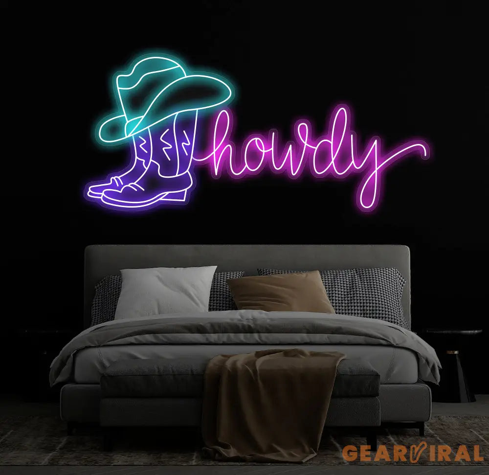 Howdy Cowboy Neon Sign Cowboy Boot Neon Sign Cowboy Boot And Hat Neon Sign Cowboy Hat Neon Sign Cowboy Shoe Led Sign