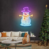 Hugging Snowman Christmas LED Neon Acrylic Artwork