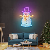 Hugging Snowman Christmas LED Neon Acrylic Artwork