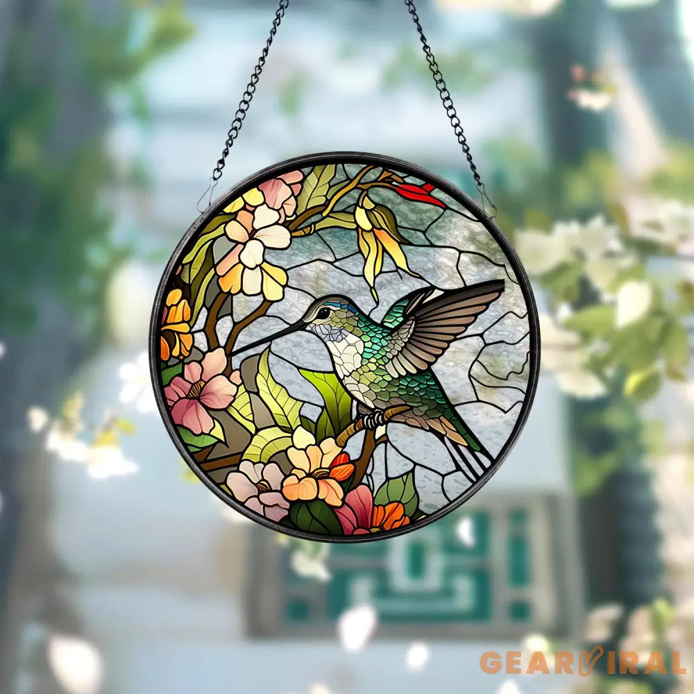 Hummingbirds and Wild Flowers Suncatcher Hummingbird Lovers Window Hanging Hummingbird Suncatcher Hummingbird Gifts