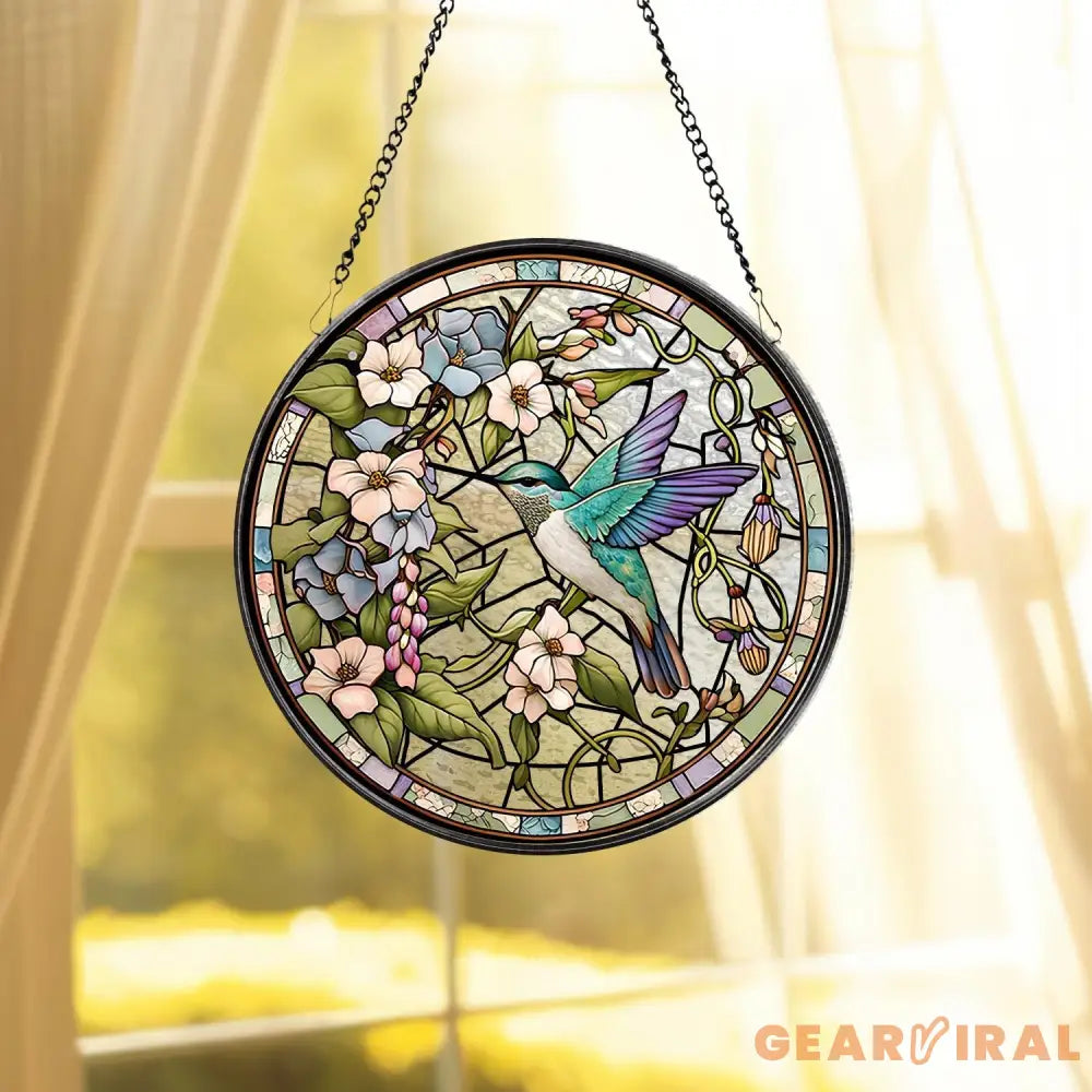 Hummingbirds and Wild Flowers Suncatcher Hummingbird Lovers Window Hanging Hummingbird Suncatcher Hummingbird Gifts