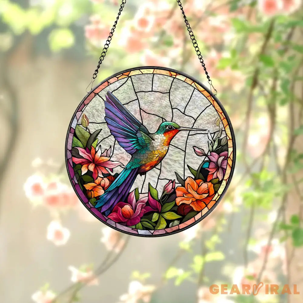Hummingbirds and Wild Flowers Suncatcher Hummingbird Lovers Window Hanging Hummingbird Suncatcher Hummingbird Gifts