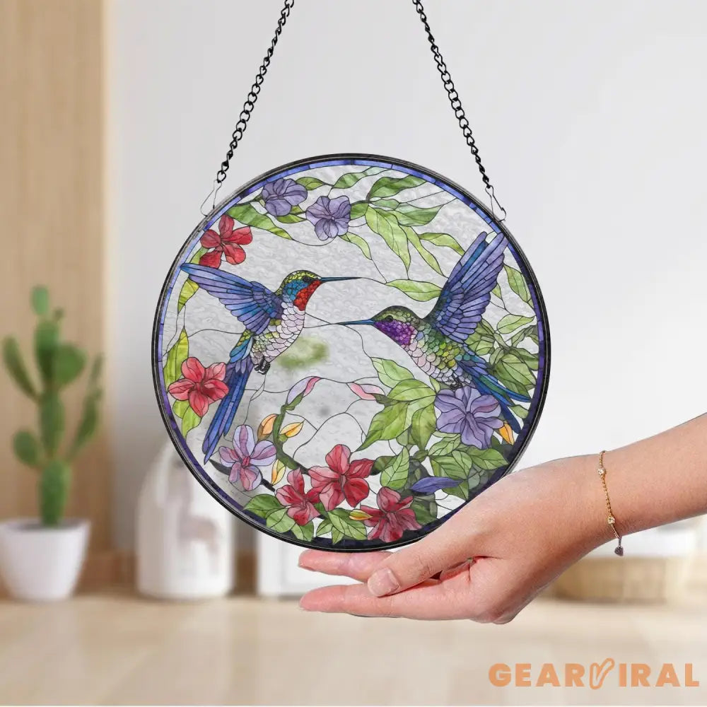 Hummingbirds and Wild Flowers Suncatcher Hummingbird Lovers Window Hanging Hummingbird Suncatcher Hummingbird Gifts