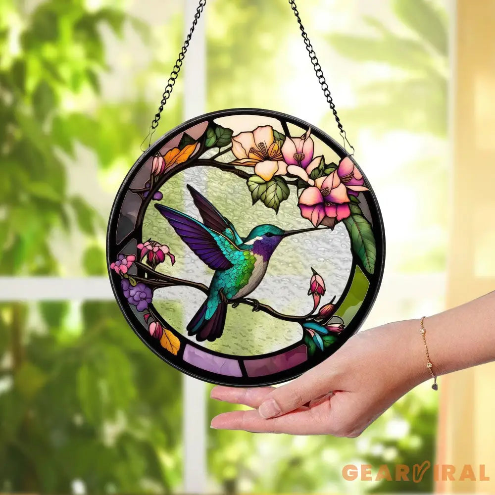 Hummingbirds and Wild Flowers Suncatcher Hummingbird Lovers Window Hanging Hummingbird Suncatcher Hummingbird Gifts