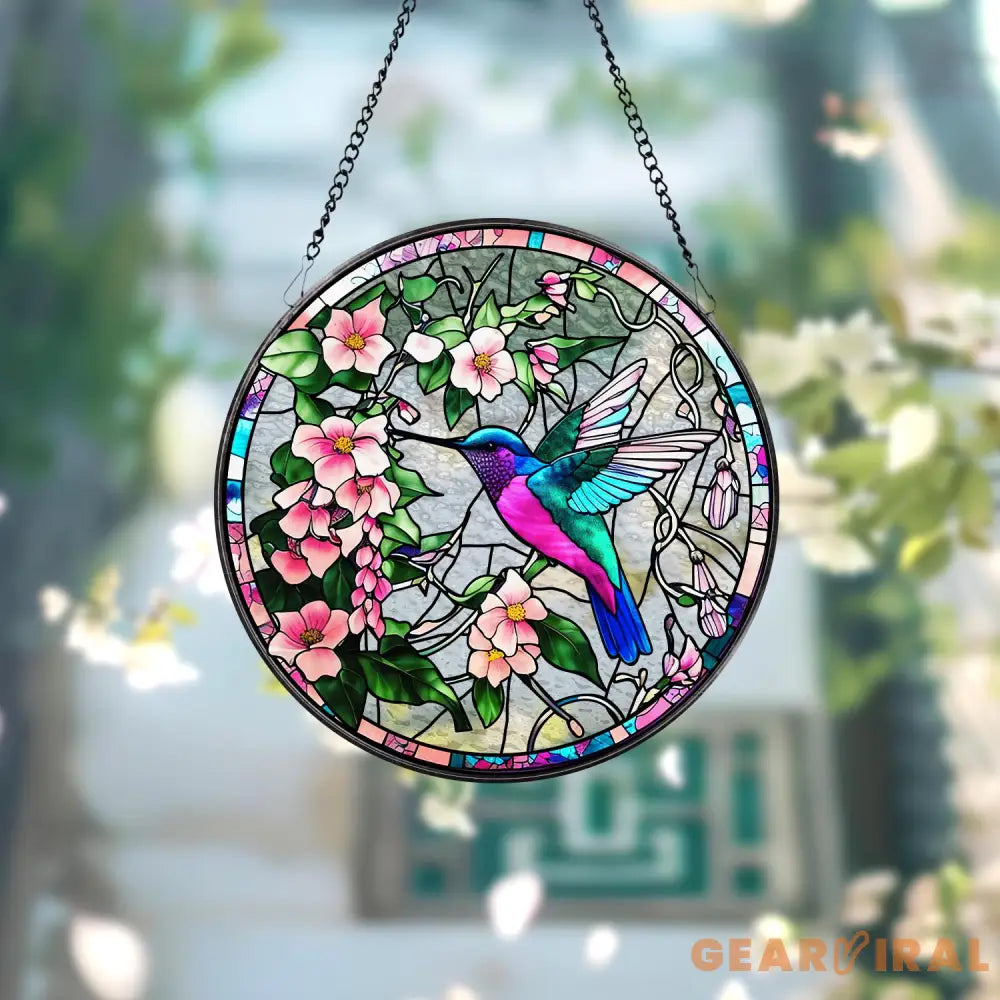 Hummingbirds and Wild Flowers Suncatcher Hummingbird Lovers Window Hanging Hummingbird Suncatcher Hummingbird Gifts