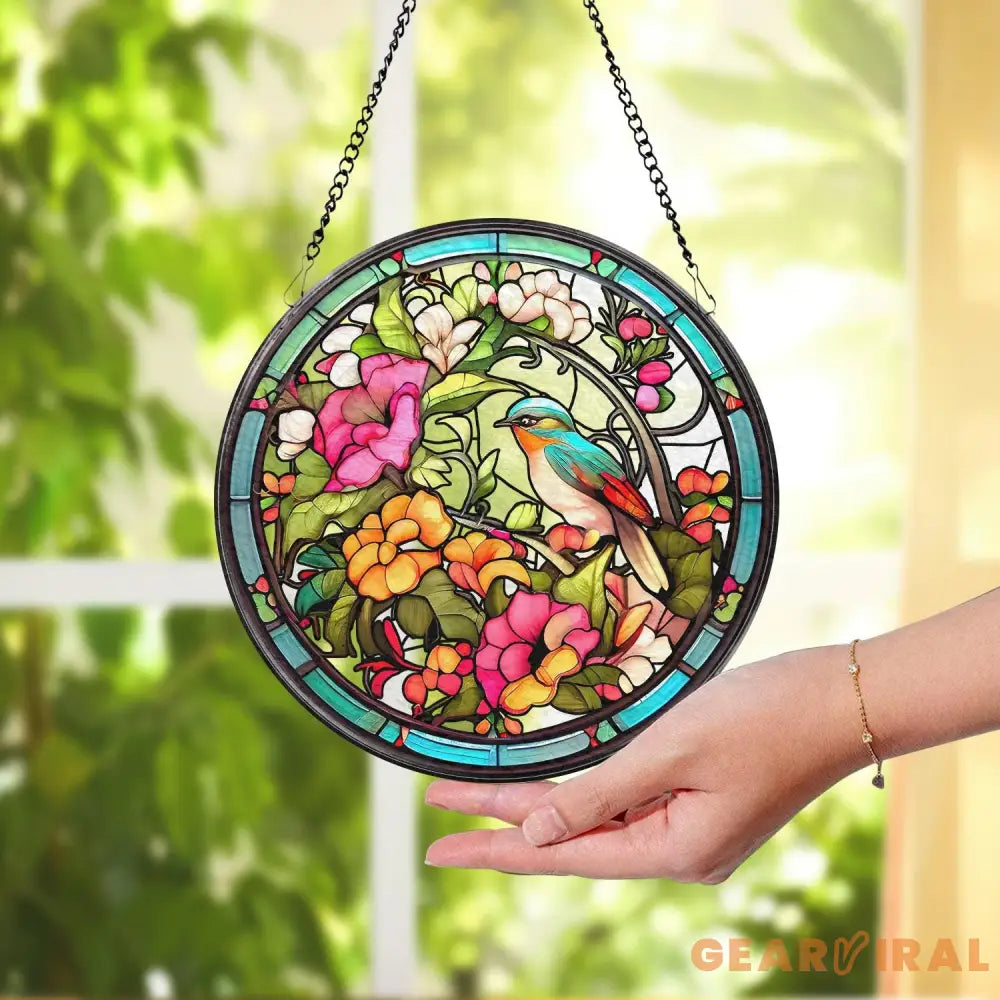 Hummingbirds and Wild Flowers Suncatcher Hummingbird Lovers Window Hanging Hummingbird Suncatcher Hummingbird Gifts