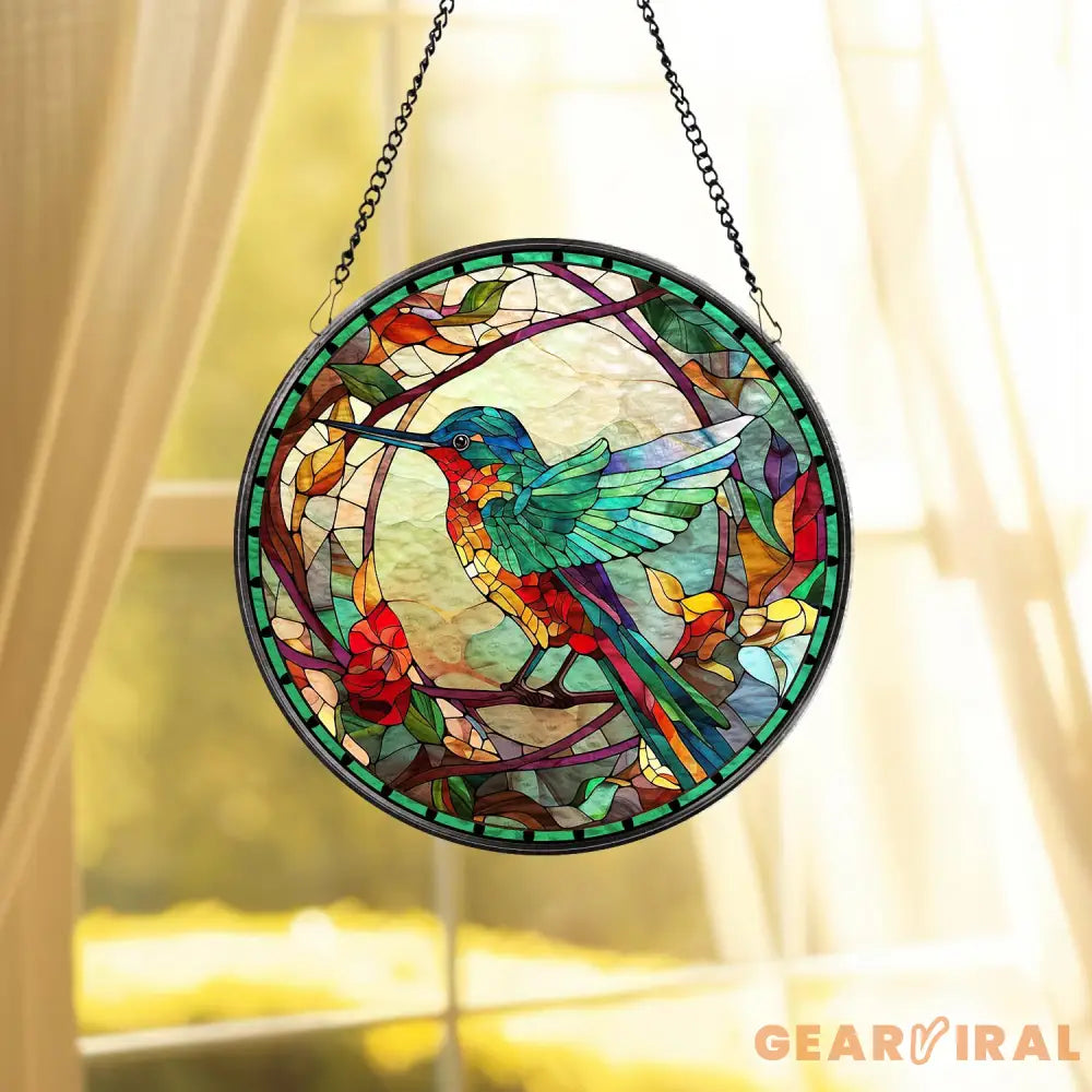 Hummingbirds and Wild Flowers Suncatcher Hummingbird Lovers Window Hanging Hummingbird Suncatcher Hummingbird Gifts