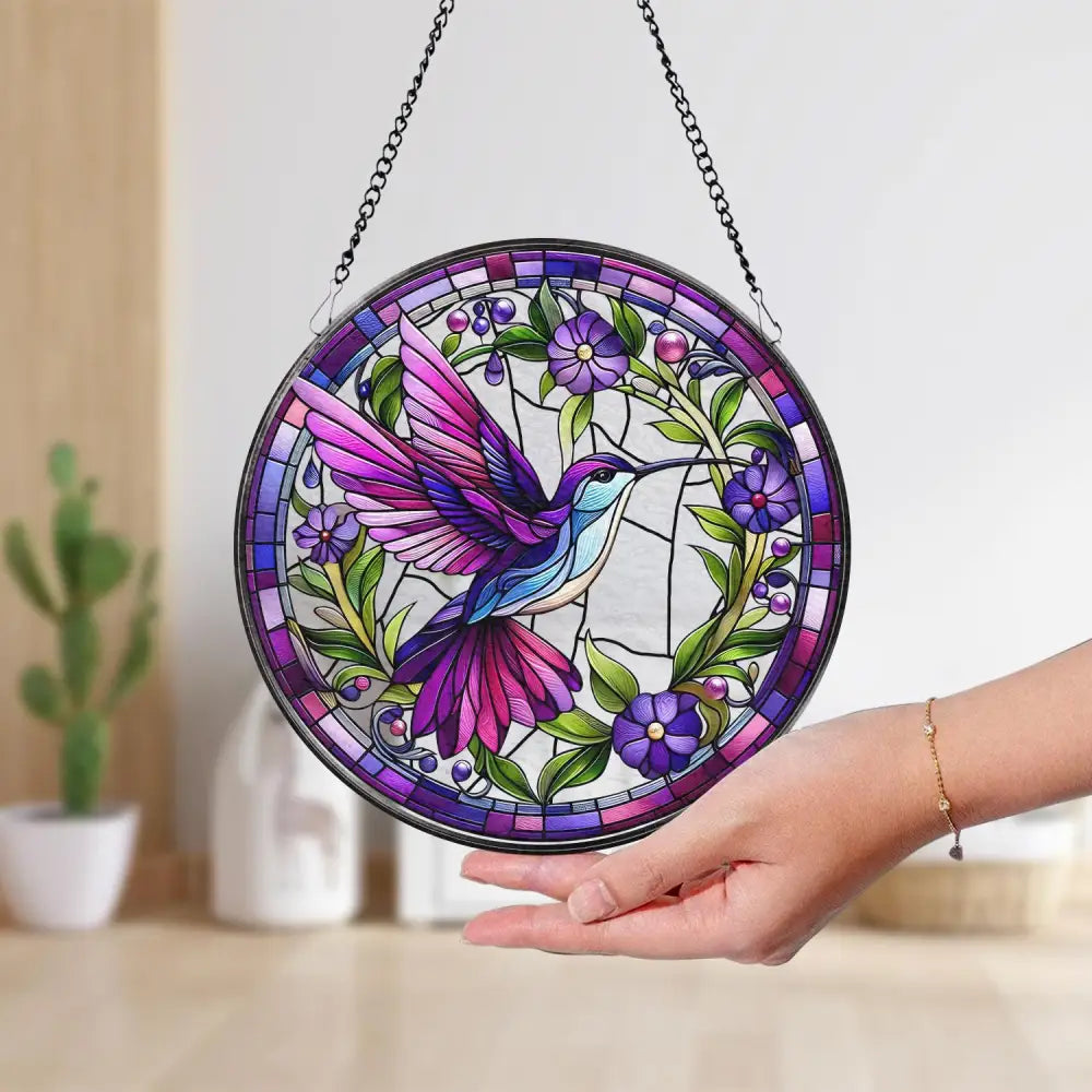 Hummingbirds and Wild Flowers Suncatcher Hummingbird Lovers Window Hanging Hummingbird Suncatcher Hummingbird Gifts