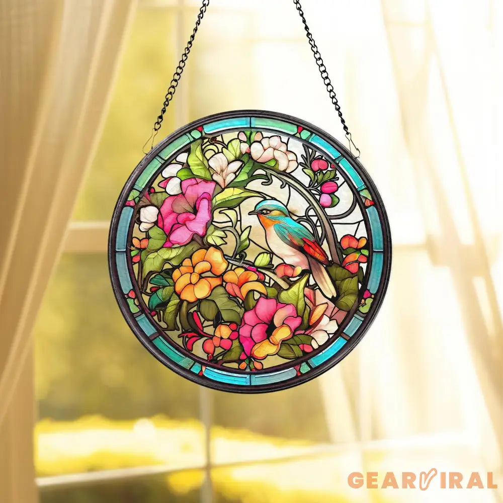 Hummingbirds and Wild Flowers Suncatcher Hummingbird Lovers Window Hanging Hummingbird Suncatcher Hummingbird Gifts