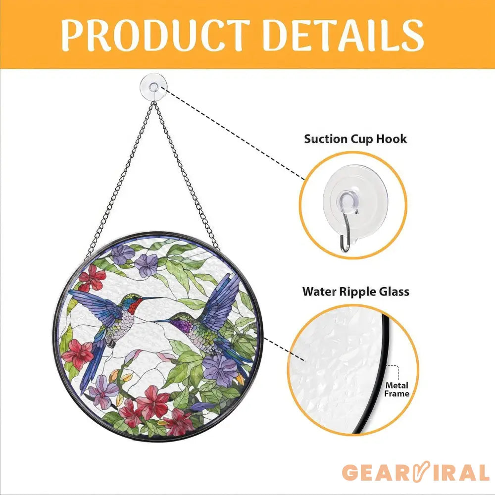 Hummingbirds and Wild Flowers Suncatcher Hummingbird Lovers Window Hanging Hummingbird Suncatcher Hummingbird Gifts
