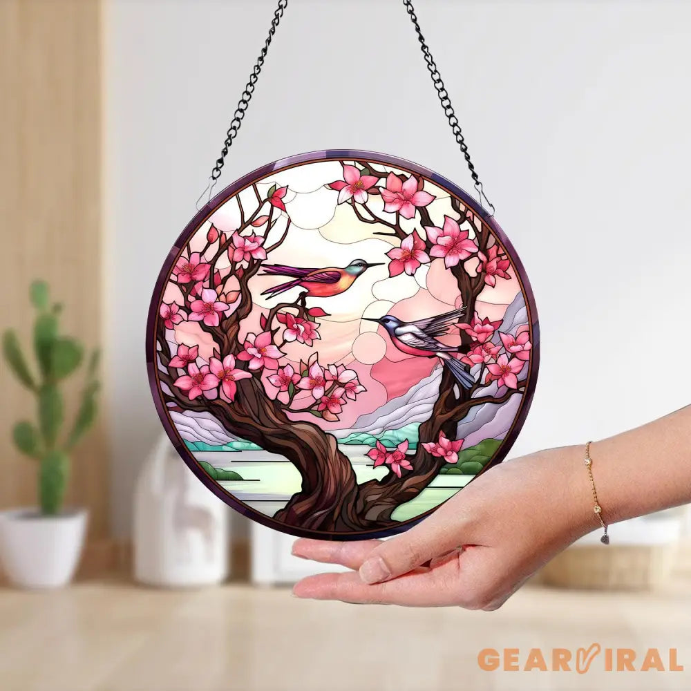 Hummingbirds and Wild Flowers Suncatcher Hummingbird Lovers Window Hanging Hummingbird Suncatcher Hummingbird Gifts