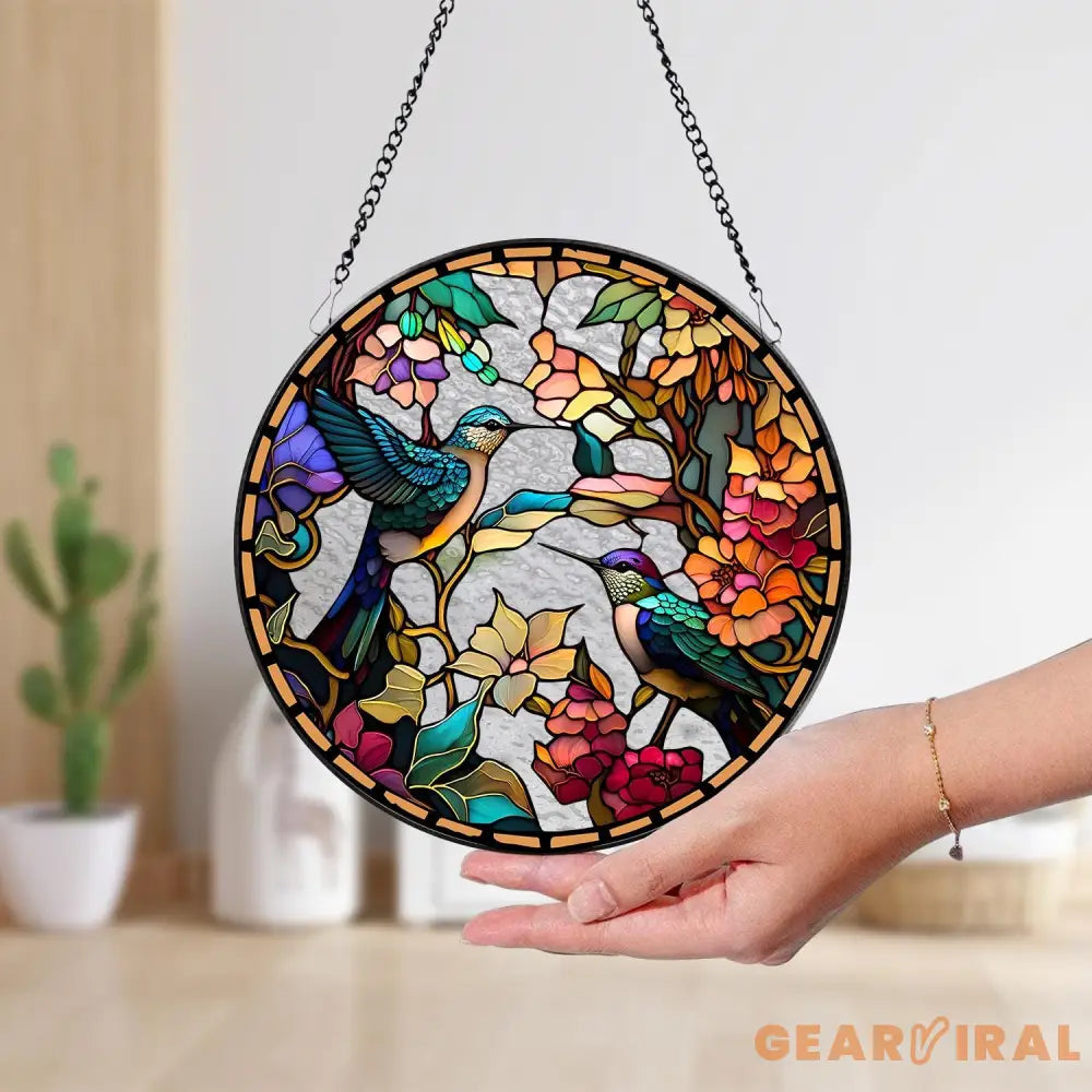 Hummingbirds and Wild Flowers Suncatcher Hummingbird Lovers Window Hanging Hummingbird Suncatcher Hummingbird Gifts