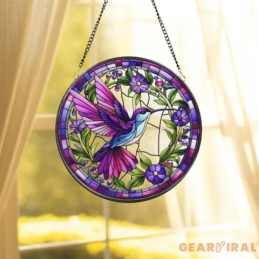 Hummingbirds and Wild Flowers Suncatcher Hummingbird Lovers Window Hanging Hummingbird Suncatcher Hummingbird Gifts