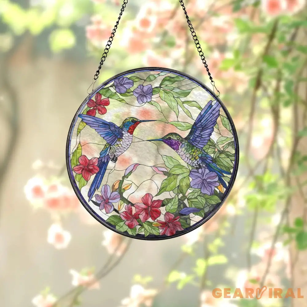 Hummingbirds and Wild Flowers Suncatcher Hummingbird Lovers Window Hanging Hummingbird Suncatcher Hummingbird Gifts