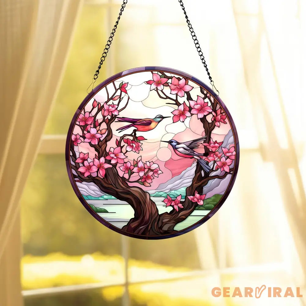 Hummingbirds and Wild Flowers Suncatcher Hummingbird Lovers Window Hanging Hummingbird Suncatcher Hummingbird Gifts