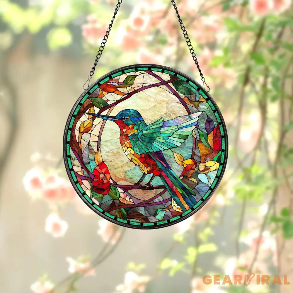 Hummingbirds and Wild Flowers Suncatcher Hummingbird Lovers Window Hanging Hummingbird Suncatcher Hummingbird Gifts