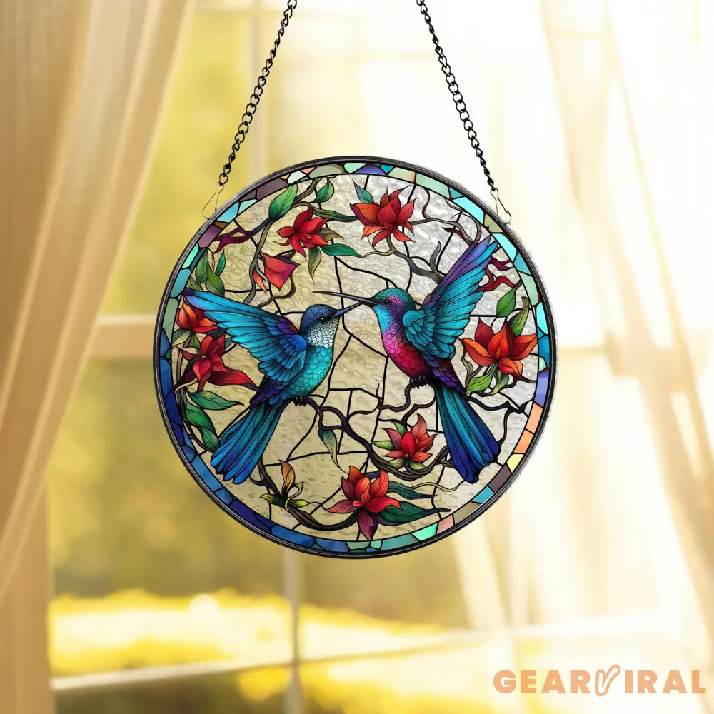 Hummingbirds and Wild Flowers Suncatcher Hummingbird Lovers Window Hanging Hummingbird Suncatcher Hummingbird Gifts