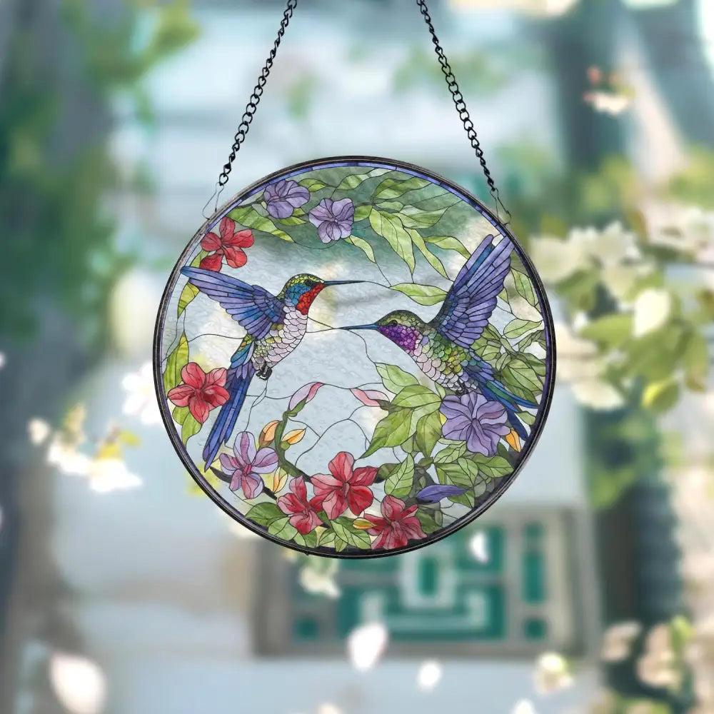 Hummingbirds and Wild Flowers Suncatcher Hummingbird Lovers Window Hanging Hummingbird Suncatcher Hummingbird Gifts