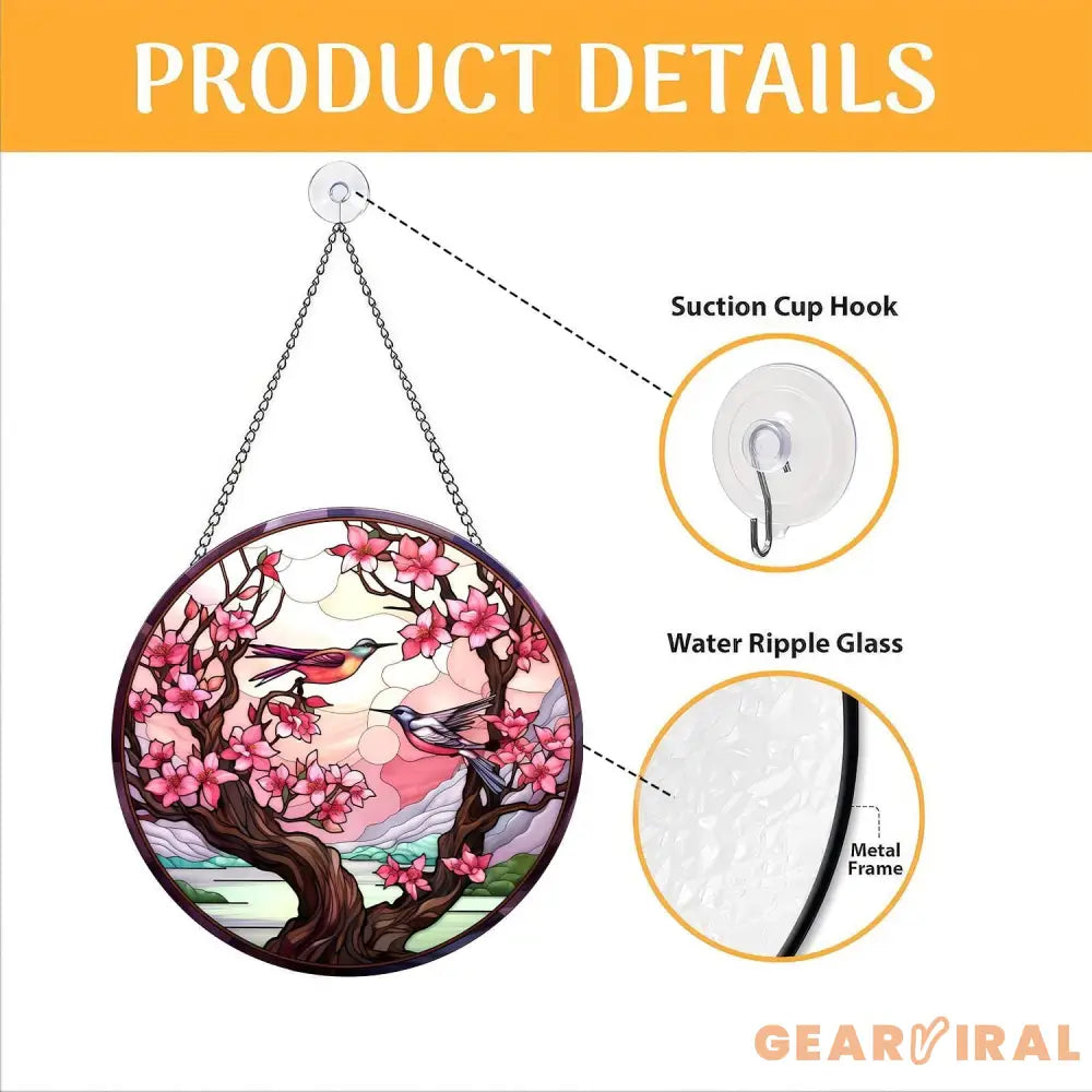 Hummingbirds and Wild Flowers Suncatcher Hummingbird Lovers Window Hanging Hummingbird Suncatcher Hummingbird Gifts