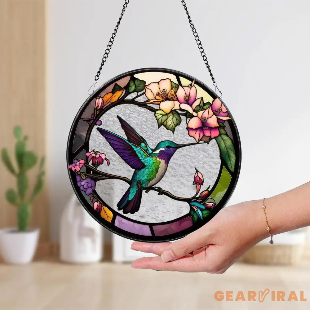 Hummingbirds and Wild Flowers Suncatcher Hummingbird Lovers Window Hanging Hummingbird Suncatcher Hummingbird Gifts