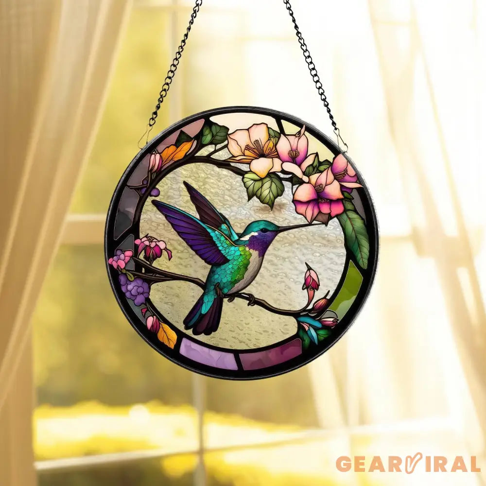 Hummingbirds and Wild Flowers Suncatcher Hummingbird Lovers Window Hanging Hummingbird Suncatcher Hummingbird Gifts