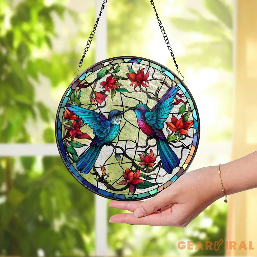 Hummingbirds and Wild Flowers Suncatcher Hummingbird Lovers Window Hanging Hummingbird Suncatcher Hummingbird Gifts