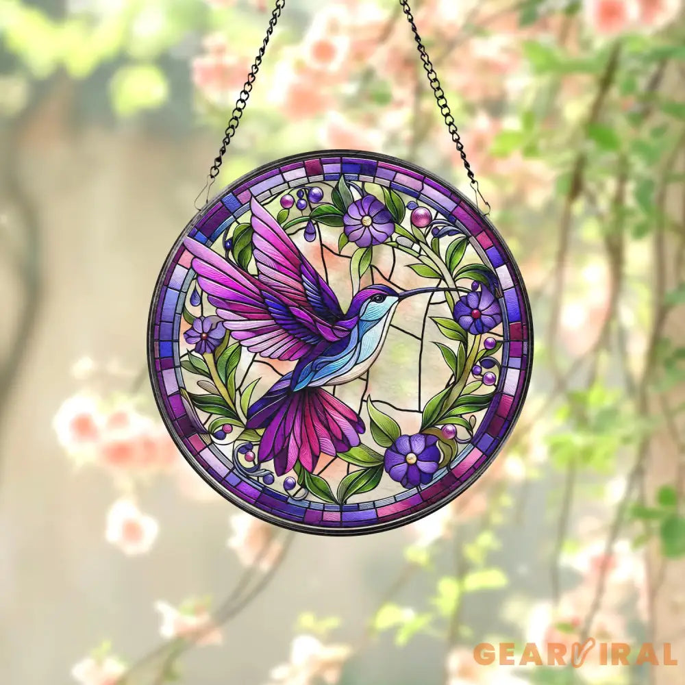 Hummingbirds and Wild Flowers Suncatcher Hummingbird Lovers Window Hanging Hummingbird Suncatcher Hummingbird Gifts