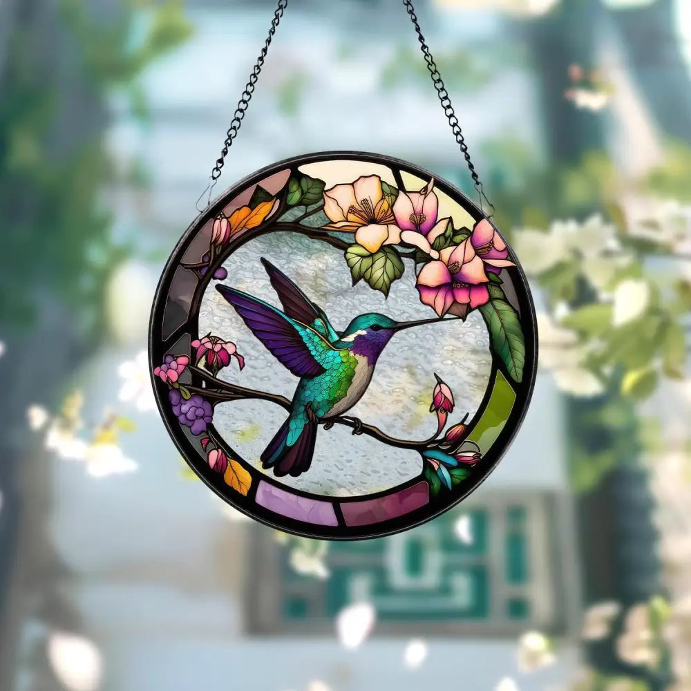 Hummingbirds and Wild Flowers Suncatcher Hummingbird Lovers Window Hanging Hummingbird Suncatcher Hummingbird Gifts