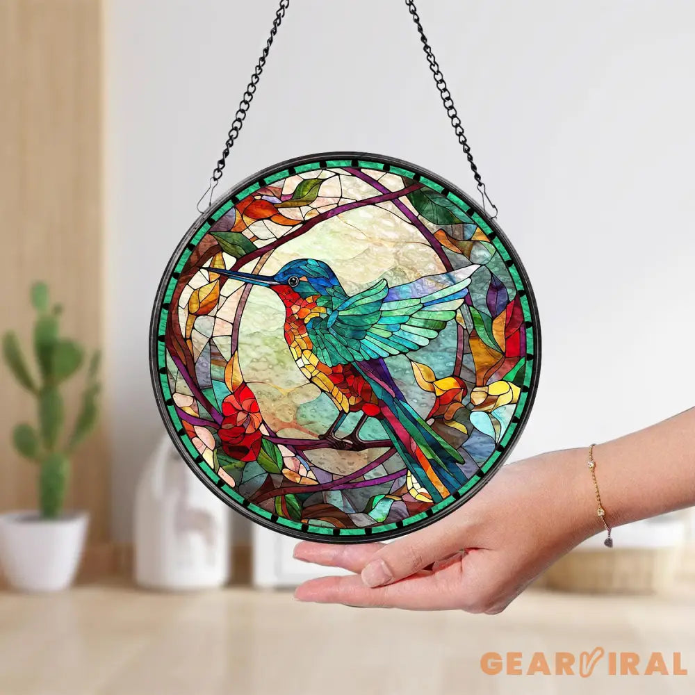 Hummingbirds and Wild Flowers Suncatcher Hummingbird Lovers Window Hanging Hummingbird Suncatcher Hummingbird Gifts