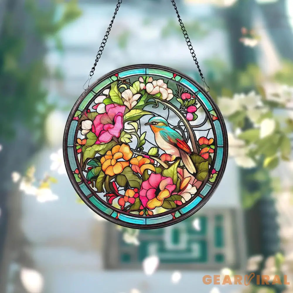 Hummingbirds and Wild Flowers Suncatcher Hummingbird Lovers Window Hanging Hummingbird Suncatcher Hummingbird Gifts