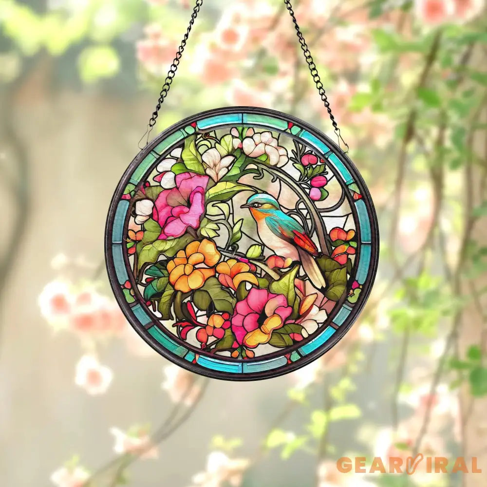 Hummingbirds and Wild Flowers Suncatcher Hummingbird Lovers Window Hanging Hummingbird Suncatcher Hummingbird Gifts