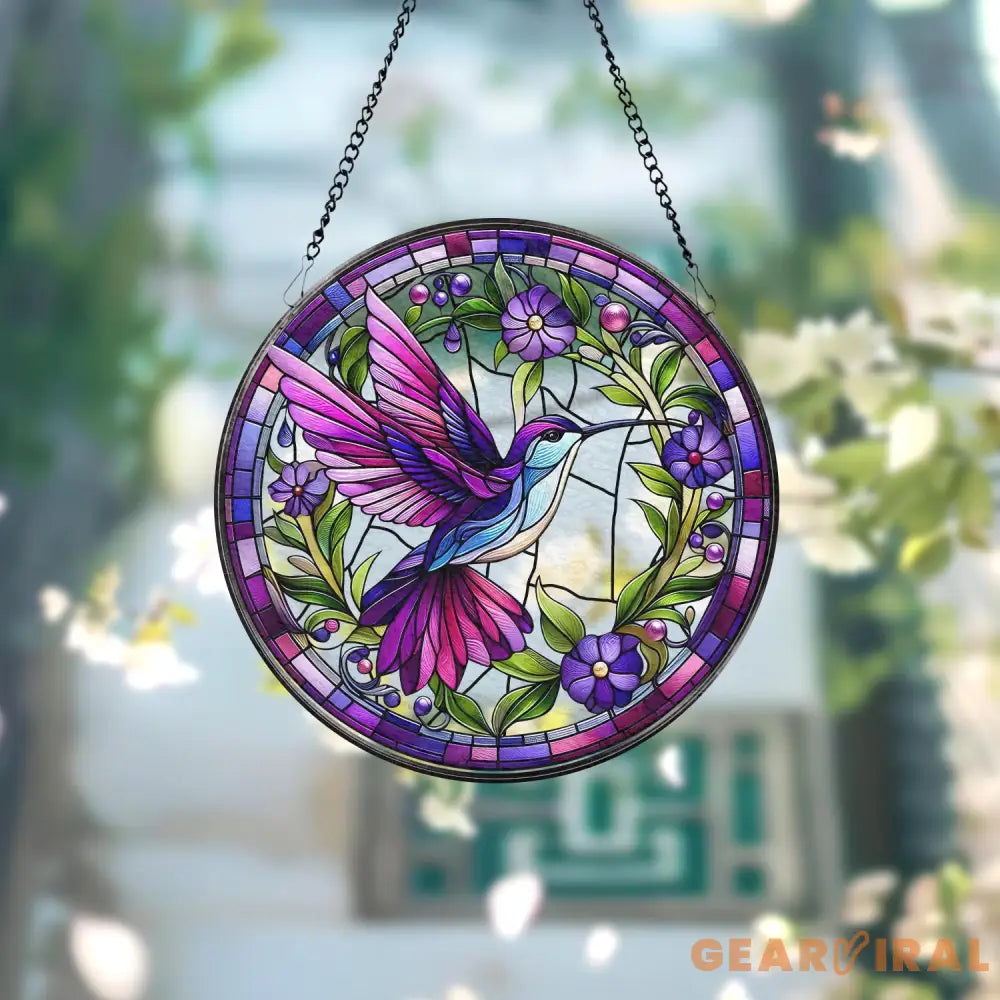 Hummingbirds and Wild Flowers Suncatcher Hummingbird Lovers Window Hanging Hummingbird Suncatcher Hummingbird Gifts