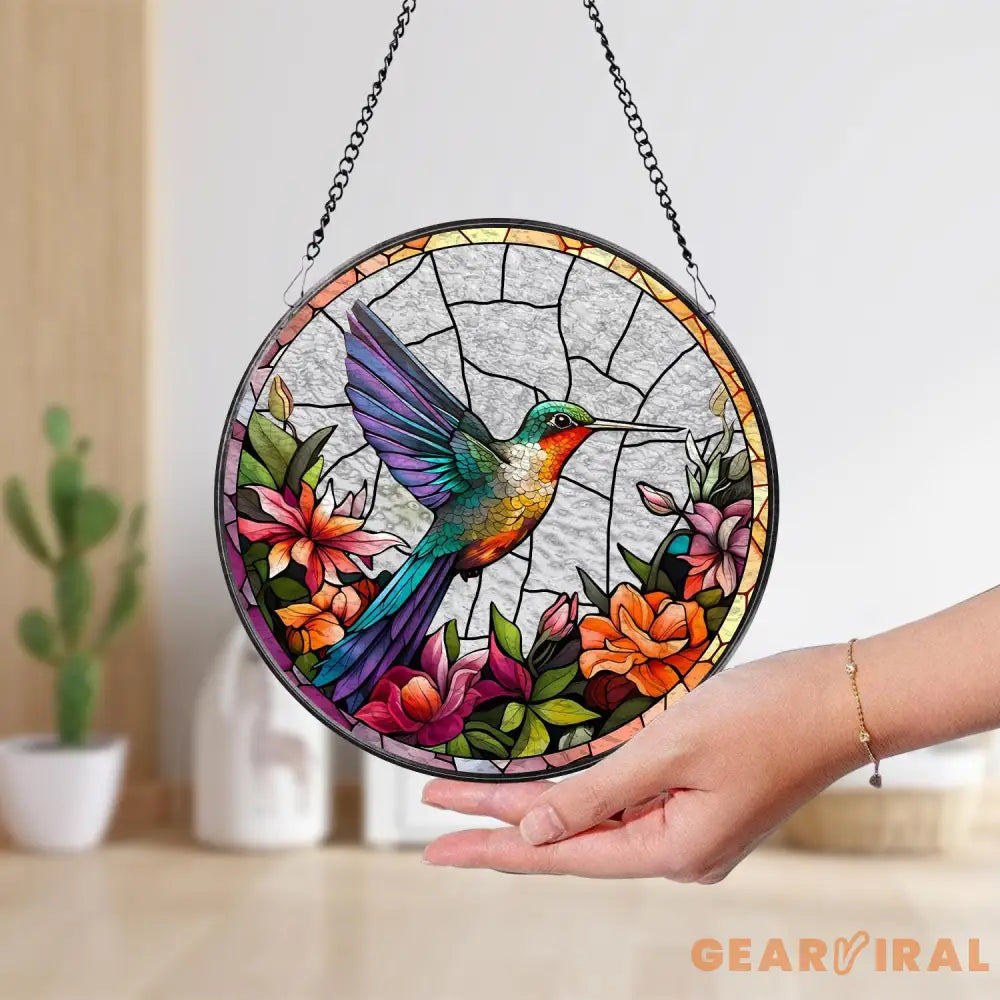 Hummingbirds and Wild Flowers Suncatcher Hummingbird Lovers Window Hanging Hummingbird Suncatcher Hummingbird Gifts