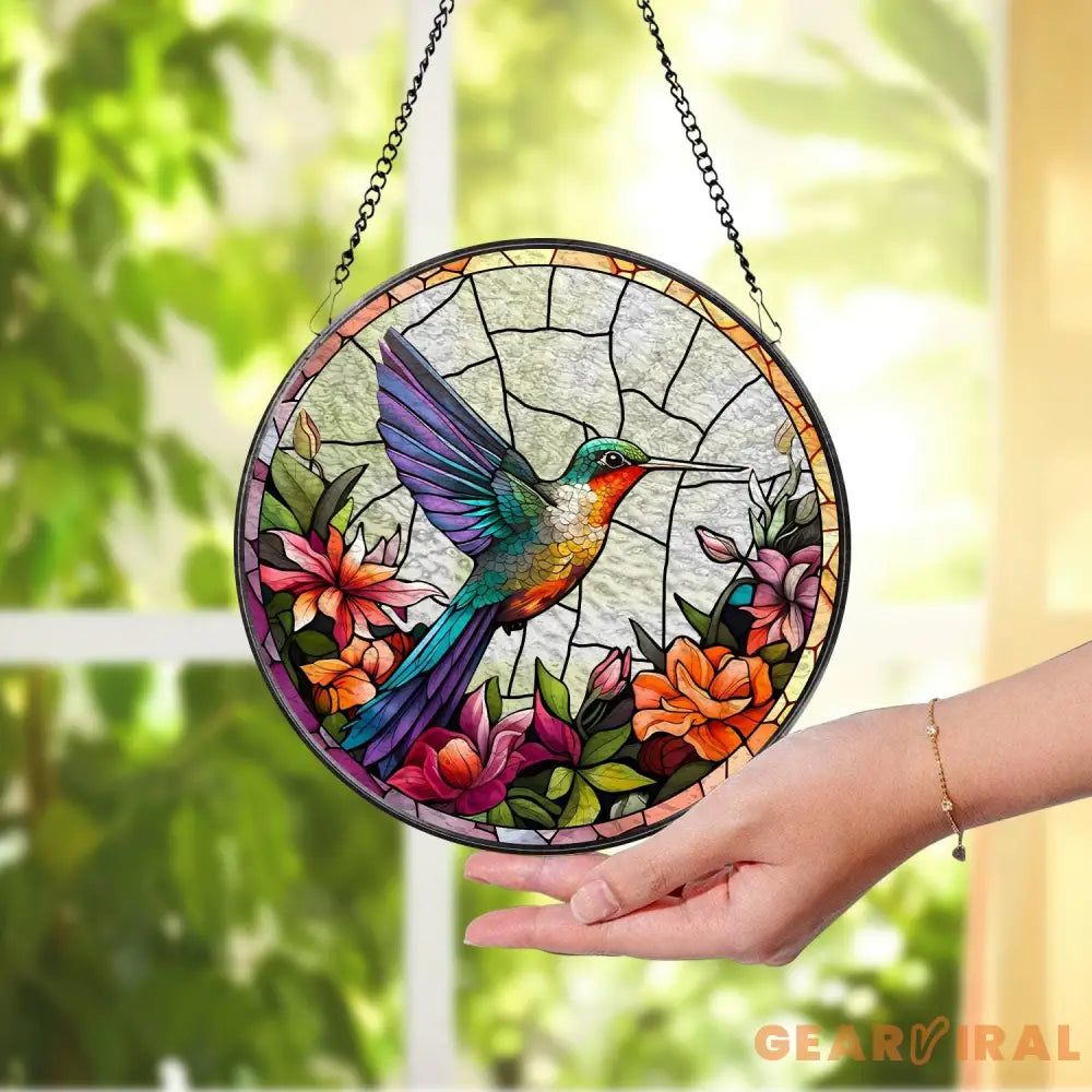 Hummingbirds and Wild Flowers Suncatcher Hummingbird Lovers Window Hanging Hummingbird Suncatcher Hummingbird Gifts