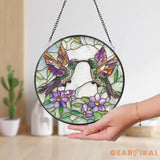 Hummingbirds Stained Glass Suncatcher Wildflowers Window Hanging Indoor Nature Decor Hummingbird Memorial Garden Lover