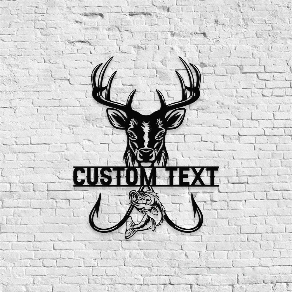 Hunting and Fishing Metal Sign, Personalized Family Name Led Metal Sign, Outdoor Door Decor, Address Wall Art, Perfect Gift for Housewarming