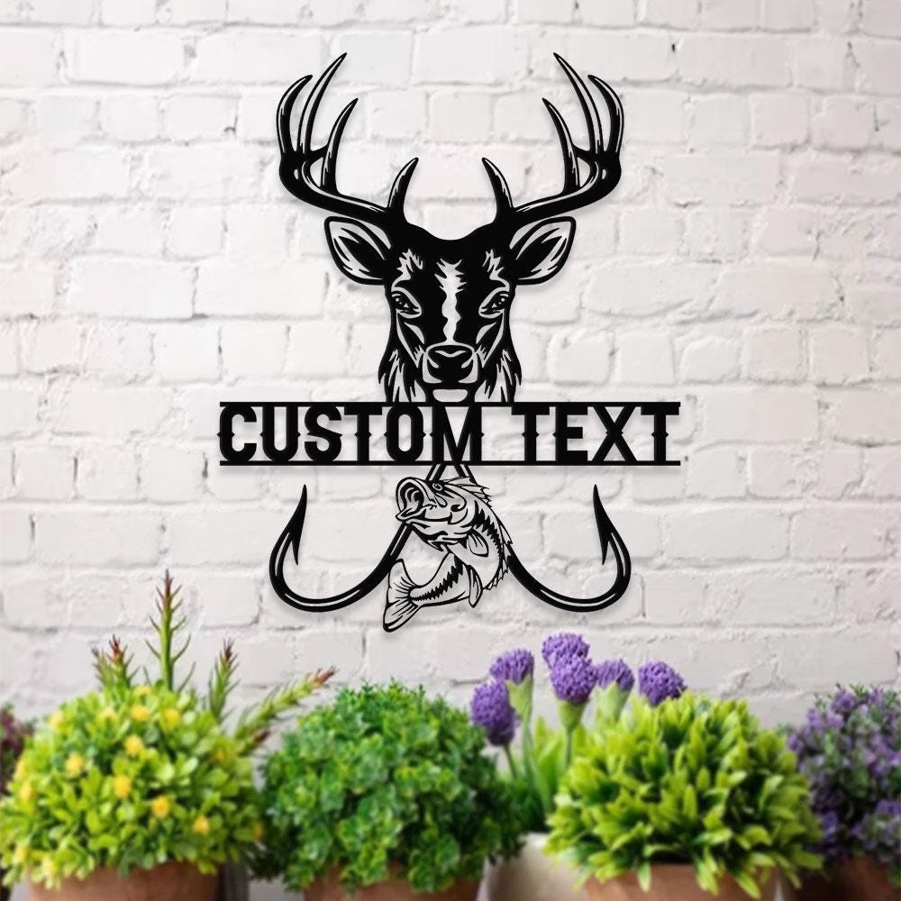 Hunting and Fishing Metal Sign, Personalized Family Name Led Metal Sign, Outdoor Door Decor, Address Wall Art, Perfect Gift for Housewarming