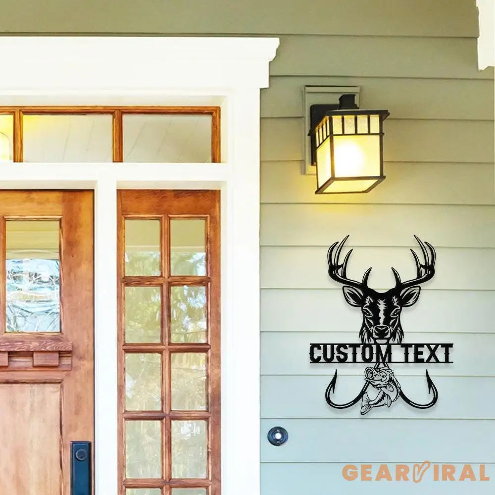 Hunting and Fishing Metal Sign Personalized Family Name Led Metal Sign Outdoor Door Decor Address Wall Art Perfect Gift